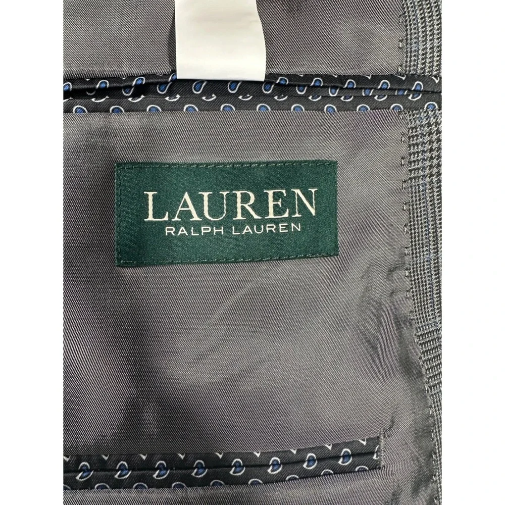 Ralph Lauren Men's Gray Plaid Two‎ Button Blazer Sport Coat Jacket